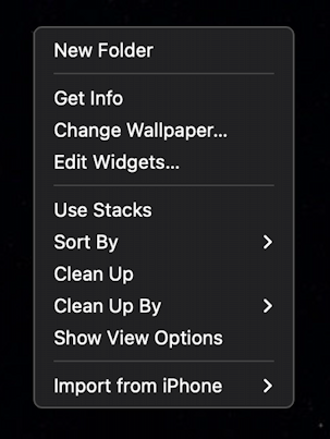 mac weather widget - right click menu