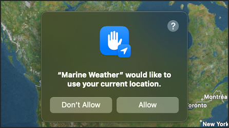 ipad marine weather app running on macos - location access