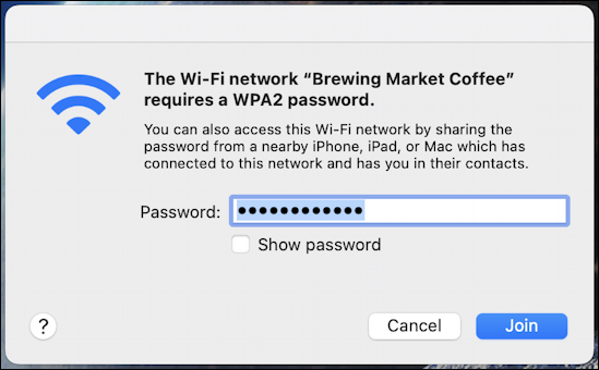 mac macos bad new wifi password - enter new pass