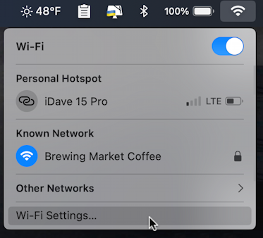 mac macos bad new wifi password - choose wifi settings