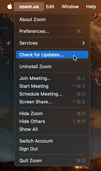 mac macos software updates - check for updates zoom