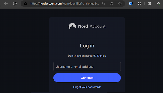 nordvpn install vpn on windows pc - login screen