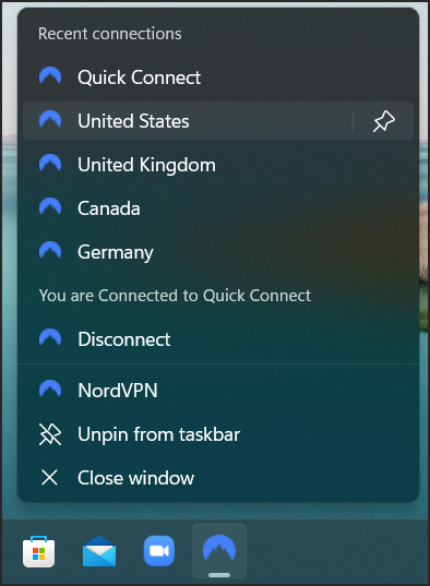 nordvpn install vpn on windows pc - menu taskbar