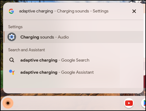 chromeos 117 adaptive charging - search shelf