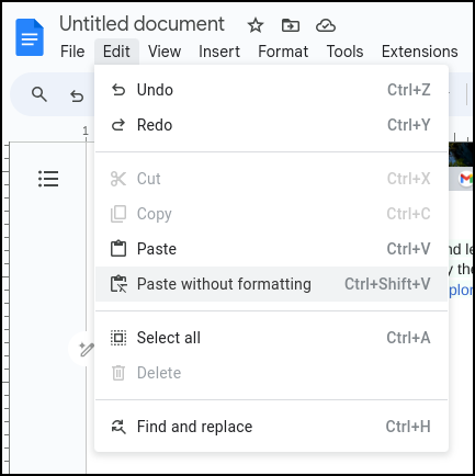 chromebook chromeos clipboard manager - google docs > edit > paste without formatting