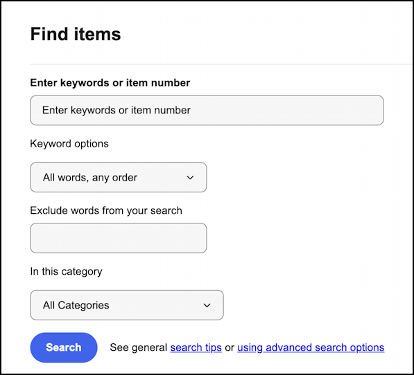 ebay advanced power search - find items
