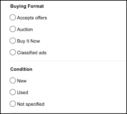 ebay advanced power search - buying format