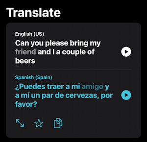ios 17 iphone action button translate - english to spanish