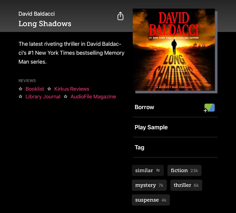 download audiobook libby app - david balducci long shadows - 