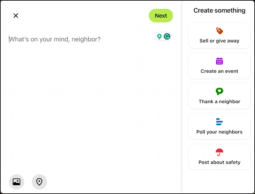 nextdoor create for sale free listing - generic posting prompt