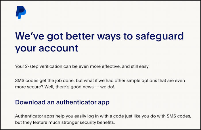 paypal enable 2fa authenticator app - email