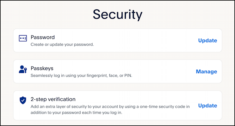 paypal enable 2fa authenticator app - settings > security