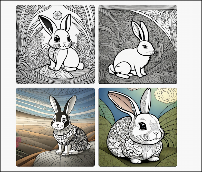 bunny coloring page - adobe firefly