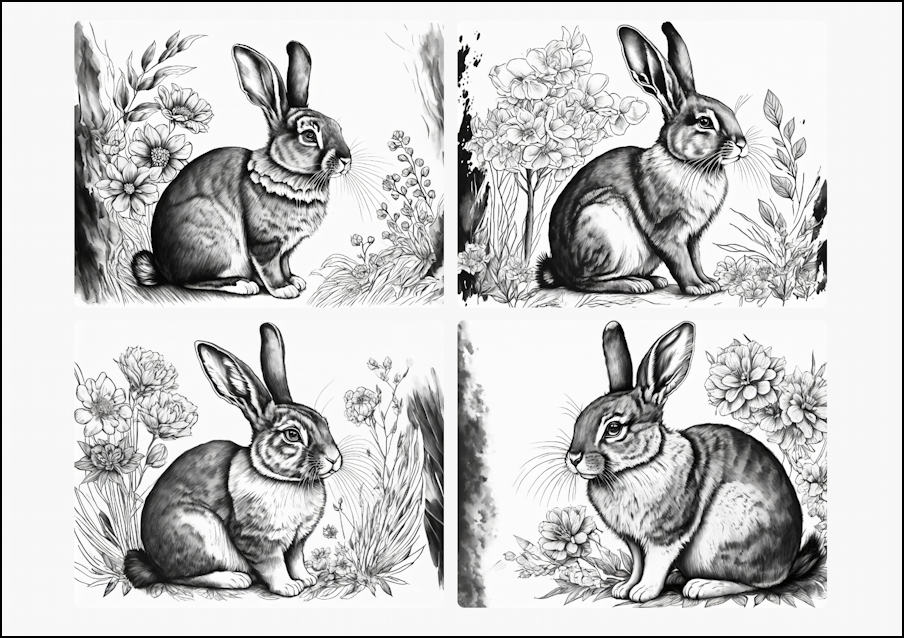 bunny coloring page - adobe firefly with pencil sketch reference