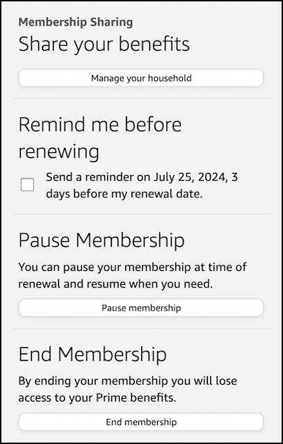 amazon check prime account status - membership options