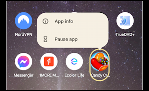android fully uninstall app cache data - tap and hold