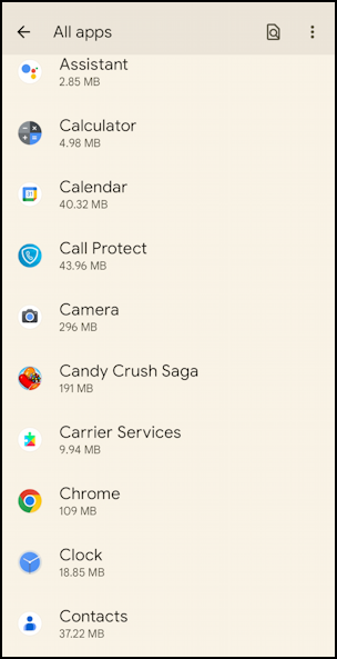android fully uninstall app cache data - settings > apps > all apps