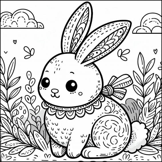 bunny coloring page - dall-e 3