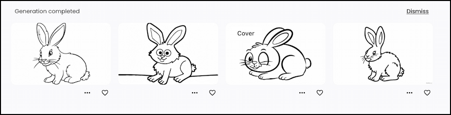 bunny coloring page - four options from ideogram