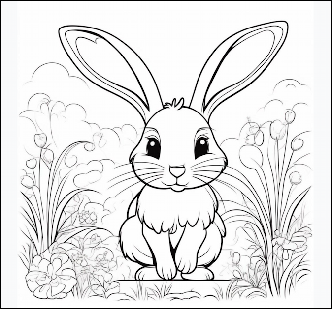 bunny coloring page - stable diffusion 'comic book'