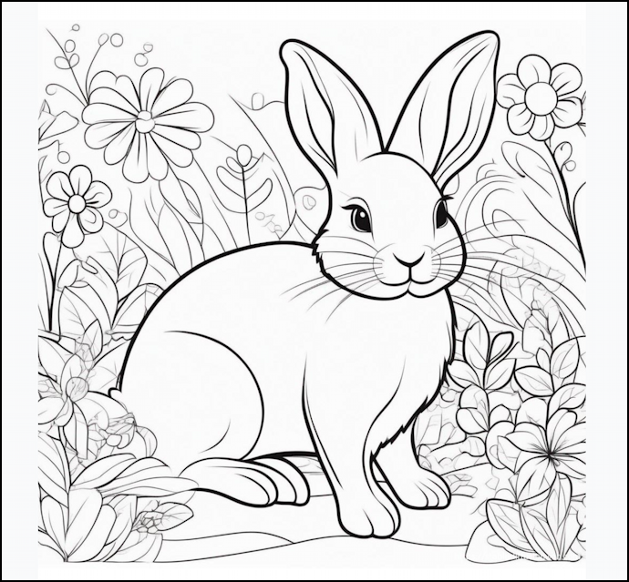 bunny coloring page - stable diffusion line art reference