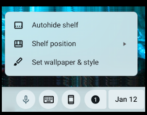 chromebook chromeos remove dictation virtual on screen keyboard from shelf taskbar how to