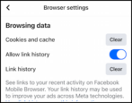 facebook how to disable turn off link history tracking fb for mobile