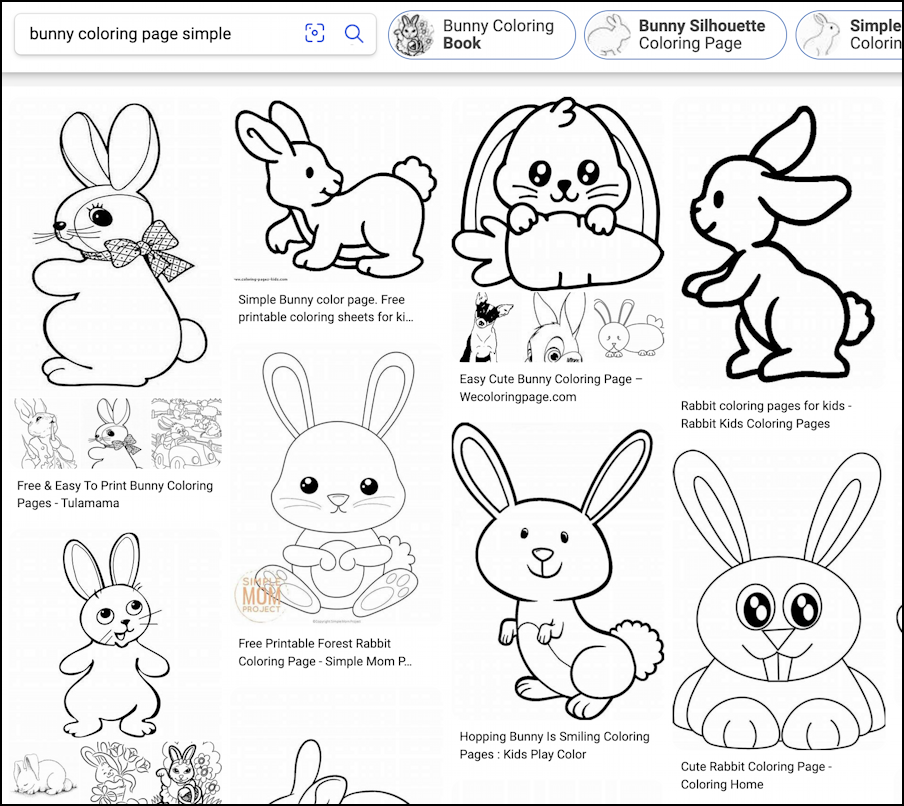 google image search 'bunny coloring page'