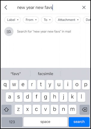 gmail for mobile iphone search trash - search suggestion