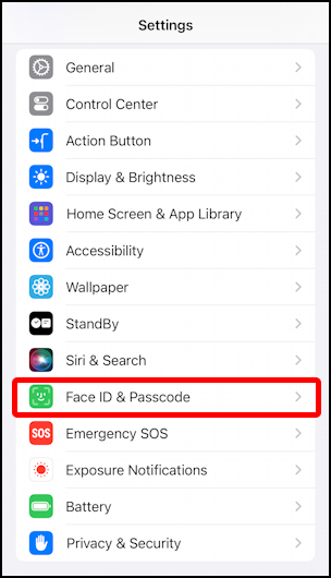 enable iphone stolen device protection - face id & passcode
