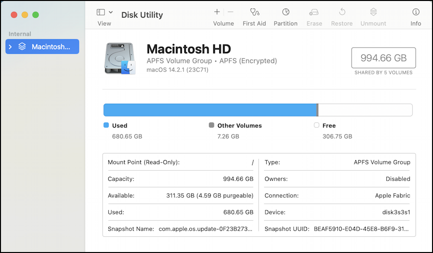 mac macos disk utility first aid - 1tb ssd