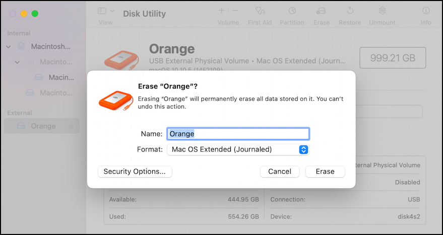 mac macos disk utility erase reformat - rename