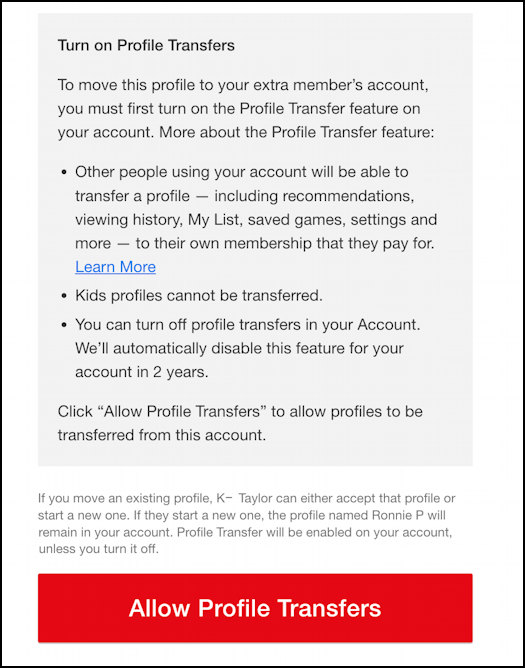 netflix remote access add extra member - enable profile transfer