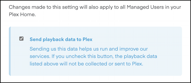 plex server admin privacy settings - enable disable tracking sharing