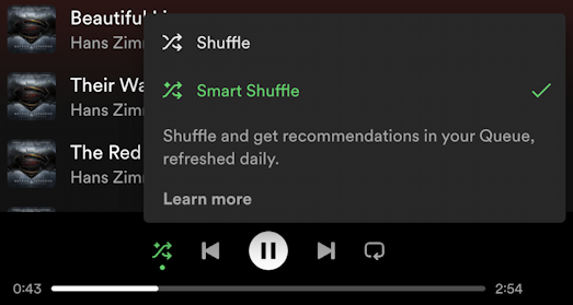spotify disable smart shuffle - explain smart shuffle