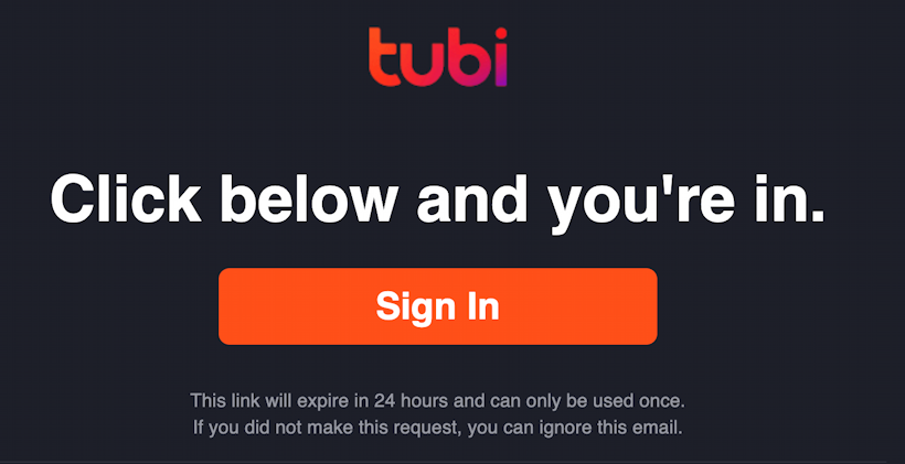 tubi tv for kids - instant sign in email link
