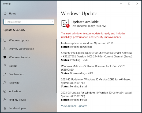 win10 updates security - available updates