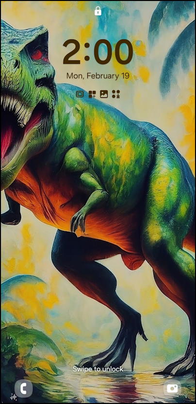 samsung one ui android 14 ai wallpaper - impressionist t-rex jungle wallpaper
