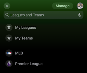 apple sports iphone - main view top teams leagues