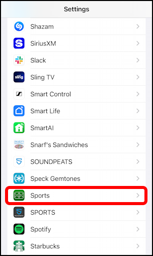 apple sports iphone - settings - all apps