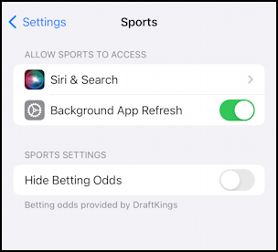 apple sports iphone - disable betting odds