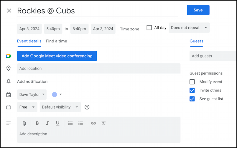 google calendar subscribe add sports team schedule - mlb game details