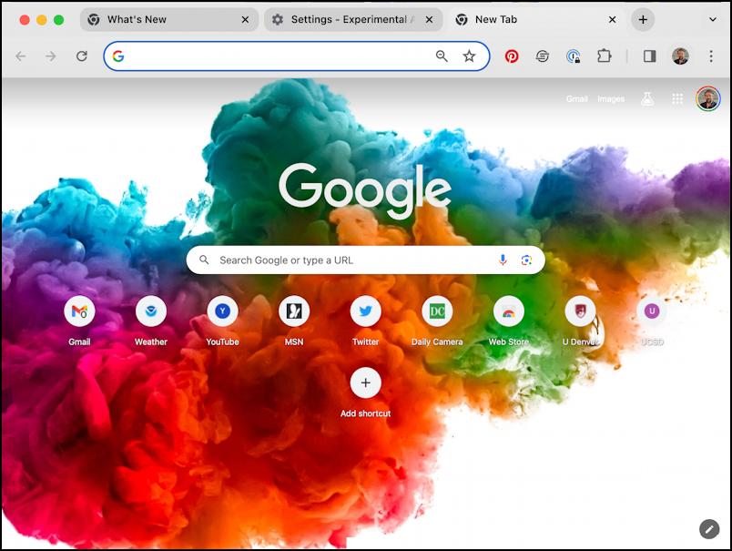 chrome ai theme creation - flying paint theme