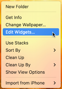 mac custom news widget - context menu