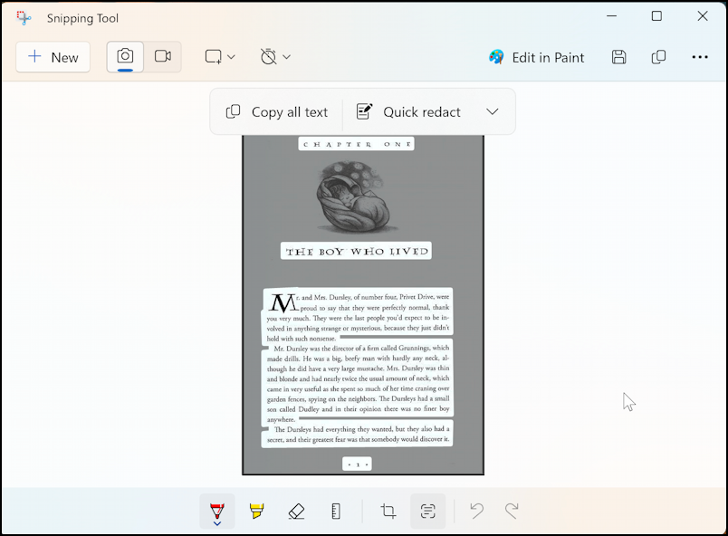 harry potter image to text ocr pc - snipping tool text actions
