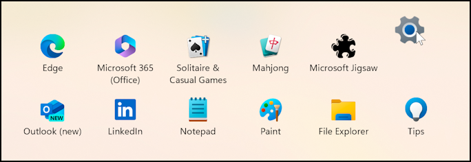 win11 start menu - moving settings icon