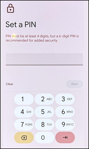 android change security access pin - set a PIN