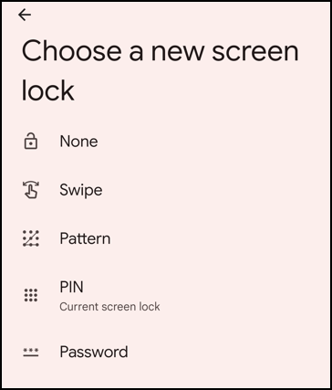 android change security access pin - choose new screen lock