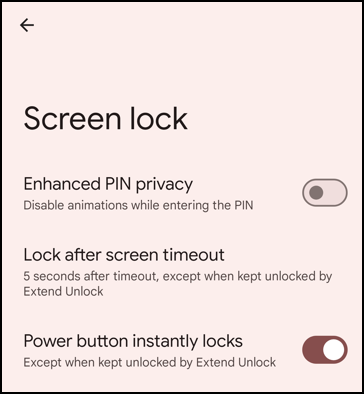 android change security access pin - screen lock settings