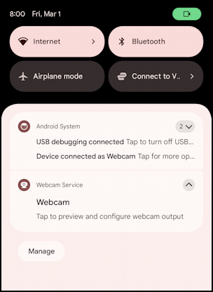 android pixel phone as webcam pc mac - notifications configure webcam
